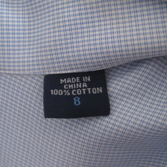 Paul Edward Boys Long Sleeved Button Down Dress Shirt Sz 8 Blue White Checkered - Picture 4 of 5